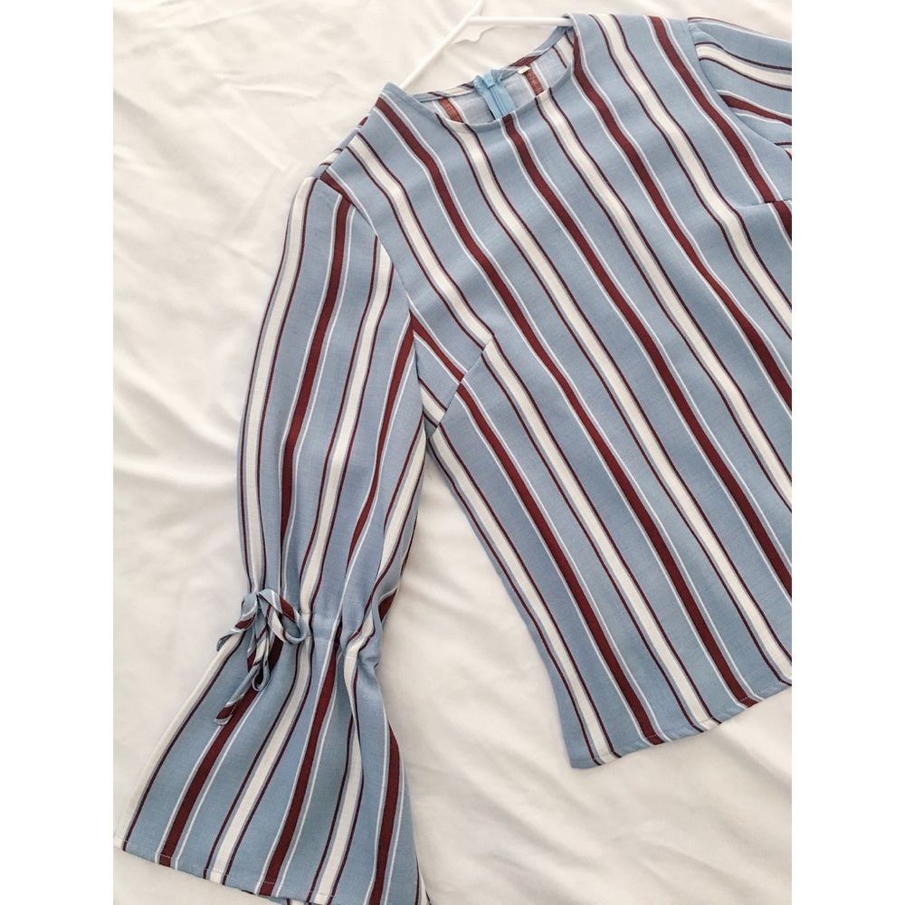 Striped Bell Sleeves Blouse